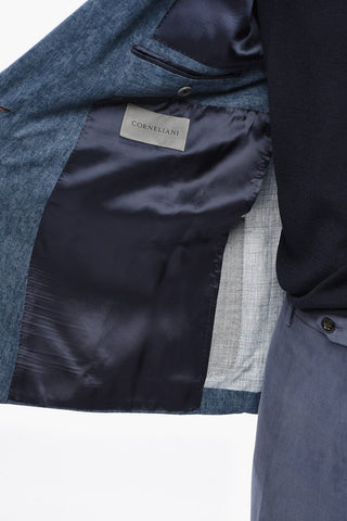 irgin Wool Silk and Linen GATE Double Breast Pockets Blazer