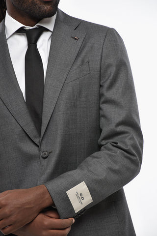CC COLLECTION Virgin Wool Slim Fit Suit with Flap Pockets