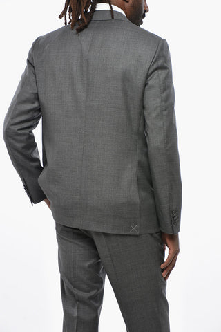 CC COLLECTION Virgin Wool Slim Fit Suit with Flap Pockets