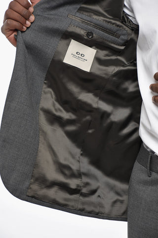 CC COLLECTION Virgin Wool Slim Fit Suit with Flap Pockets