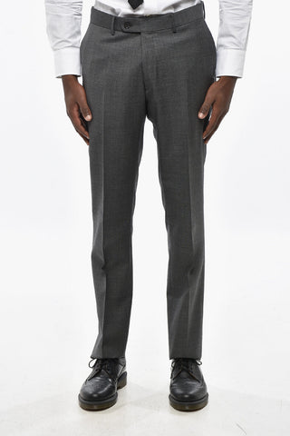 CC COLLECTION Virgin Wool Slim Fit Suit with Flap Pockets
