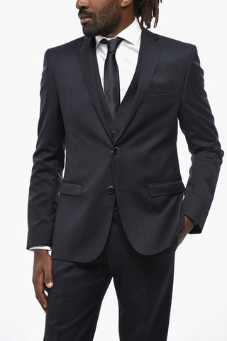 Virgin Wool Notch Lapel 3 Piece Waistcoat Suit