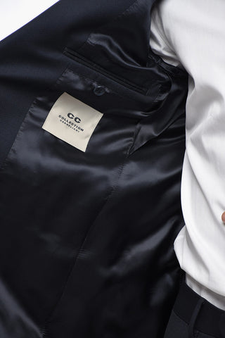 CC COLLECTION Abito in Lana Vergine Bird's Eye con Tasche ad Aletta
