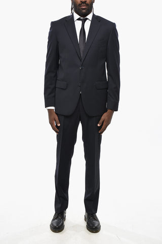 Two-Button Virgin Wool Suit with Double Vents and Flap Pockets