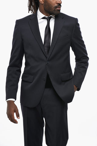 Two-Button Virgin Wool Suit with Double Vents and Flap Pockets