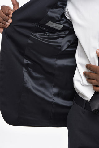 Two-Button Virgin Wool Suit with Double Vents and Flap Pockets