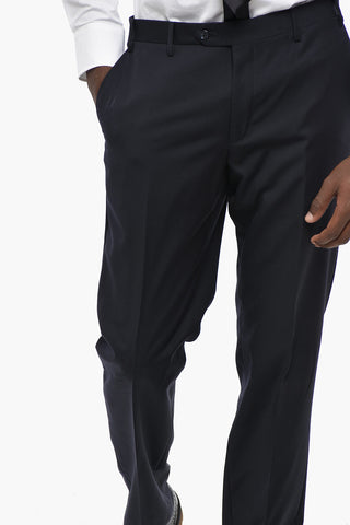 Two-Button Virgin Wool Suit with Double Vents and Flap Pockets