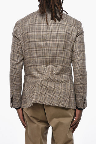 District Check Silk 2-Button Blazer With Patch Pockets
