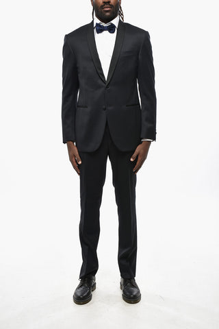 Two-Button Virgin Wool Suit with Two Vents and Shawl Collar