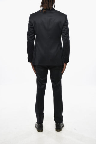 Two-Button Virgin Wool Suit with Two Vents and Shawl Collar