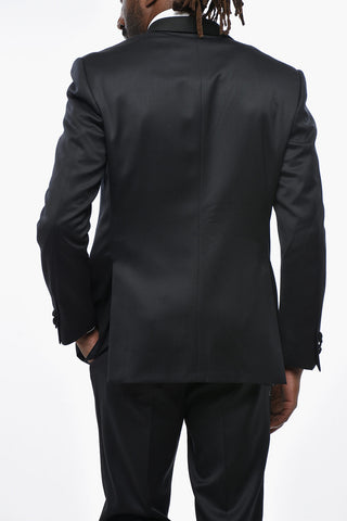 Two-Button Virgin Wool Suit with Two Vents and Shawl Collar