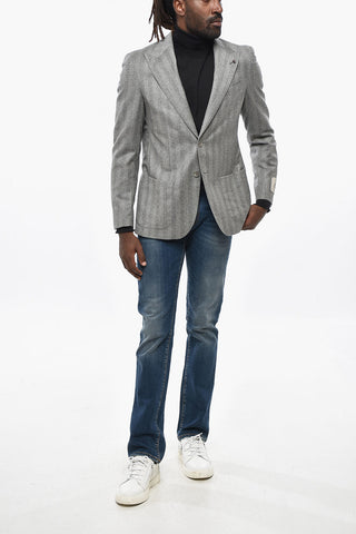 CC COLLECTION Blazer in Lana Herringbone con Rever a Lancia