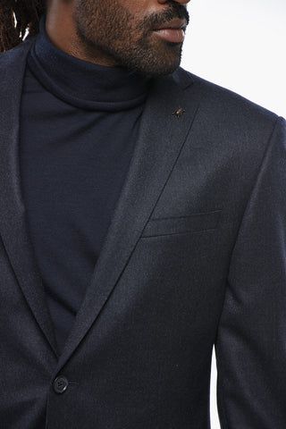 CC COLLECTION Virgin Wool Slim Fit Blazer with Flap Pockets