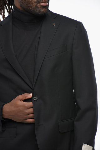 CC COLLECTION Single-Breasted Virgin Wool Blazer with Classic Lapel