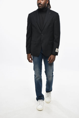 CC COLLECTION Single-Breasted Virgin Wool Blazer with Classic Lapel