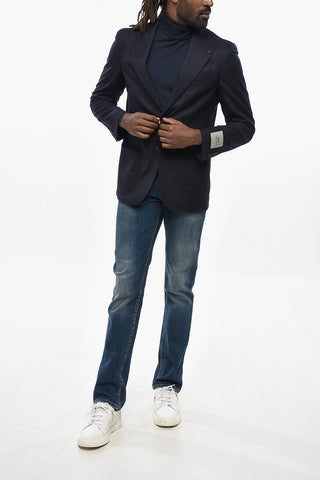 CC COLLECTION Half-lined Virgin Wool Blazer with Peak Lapel
