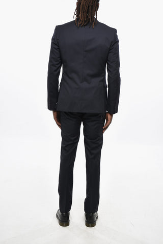 Three-Piece Virgin Wool Suit with Double Vents, Peak Lapel and Waistcoat