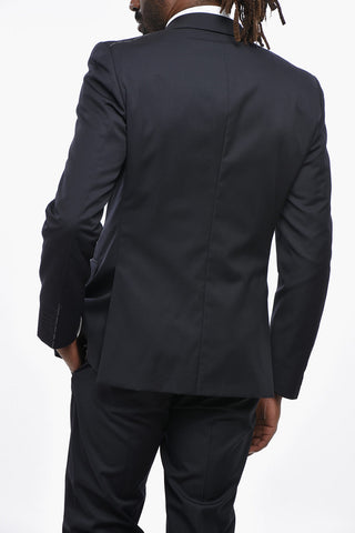 Three-Piece Virgin Wool Suit with Double Vents, Peak Lapel and Waistcoat