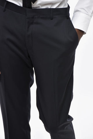 Three-Piece Virgin Wool Suit with Double Vents, Peak Lapel and Waistcoat