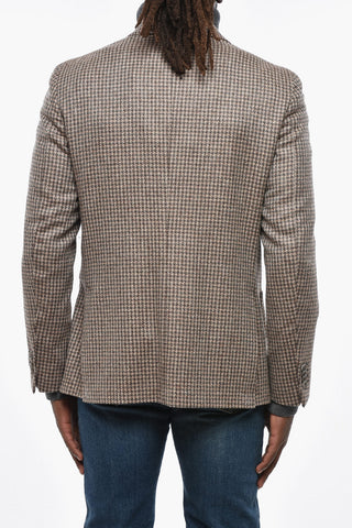 CC COLLECTION Wool-Blend Pied-de-Poule Blazer with Peak Lapel