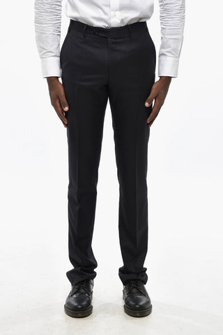 Virgin Wool Mid Rise Trousers With Scalloped Hem