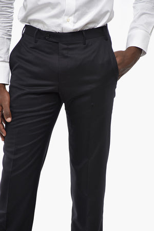 Virgin Wool Mid Rise Trousers With Scalloped Hem