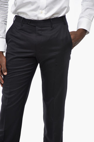 Virgin Wool Mid Rise Trousers With Scalloped Hem