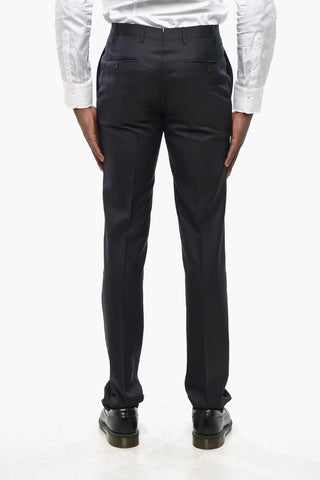 Virgin Wool Mid Rise Trousers With Scalloped Hem