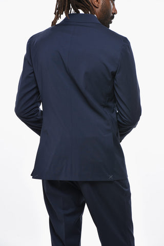 CC COLLECTION Double-Breasted Stretch Wool Suit with Peak Lapel