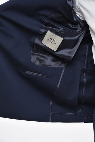 CC COLLECTION Double-Breasted Stretch Wool Suit with Peak Lapel
