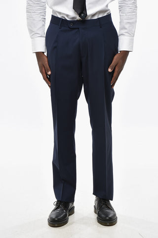 CC COLLECTION Double-Breasted Stretch Wool Suit with Peak Lapel