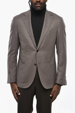 Cashmere and Silk 2 Buttons Blazer with Norch Lapel