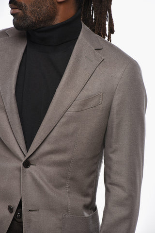 Cashmere and Silk 2 Buttons Blazer with Norch Lapel
