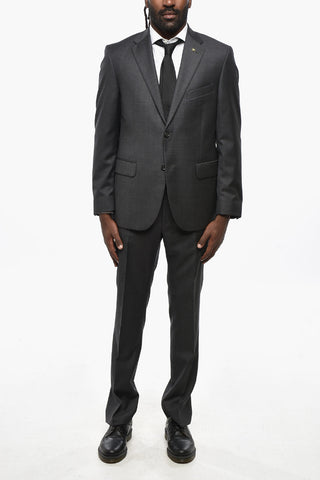 CC COLLECTION Virgin Wool Side Vents Notch Lapel 2-Button Suit