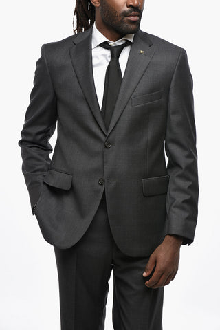CC COLLECTION Virgin Wool Side Vents Notch Lapel 2-Button Suit