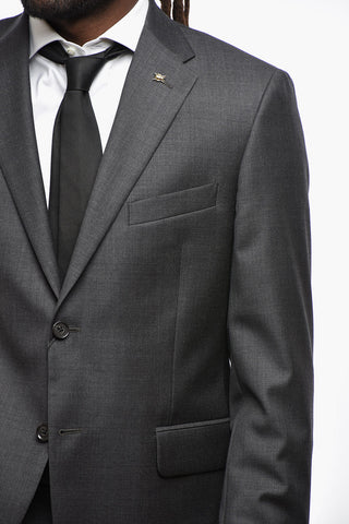 CC COLLECTION Virgin Wool Side Vents Notch Lapel 2-Button Suit