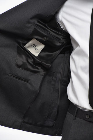CC COLLECTION Double-breasted Virgin Wool Suit with Flap Pockets