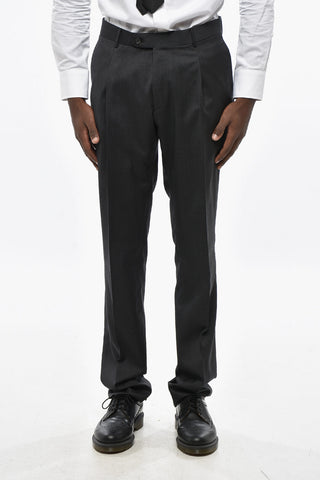 CC COLLECTION Double-breasted Virgin Wool Suit with Flap Pockets