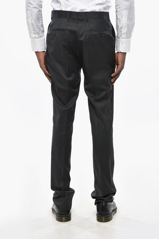 CC COLLECTION Double-breasted Virgin Wool Suit with Flap Pockets