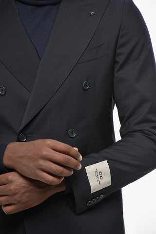 CC COLLECTION Double-breasted Virgin Wool Suit with Side Splits
