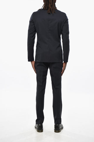 CC COLLECTION Double-breasted Virgin Wool Suit with Side Splits