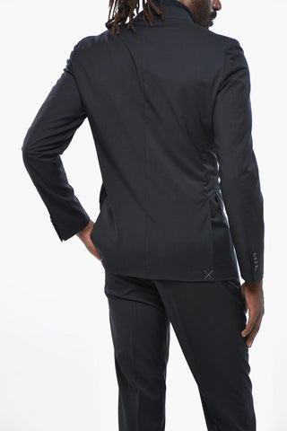 CC COLLECTION Double-breasted Virgin Wool Suit with Side Splits