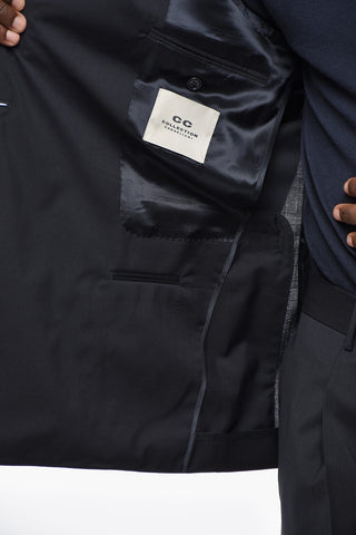 CC COLLECTION Double-breasted Virgin Wool Suit with Side Splits