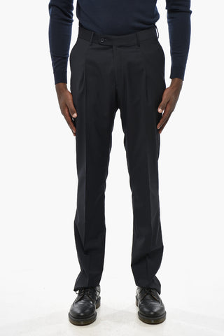 CC COLLECTION Double-breasted Virgin Wool Suit with Side Splits