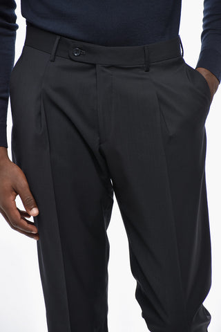 CC COLLECTION Double-breasted Virgin Wool Suit with Side Splits