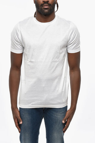 Solid Color Cotton Jersey Crew Neck T-Shirt