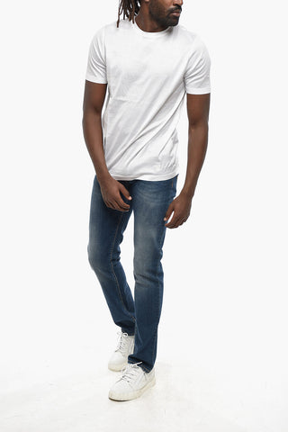Solid Color Cotton Jersey Crew Neck T-Shirt