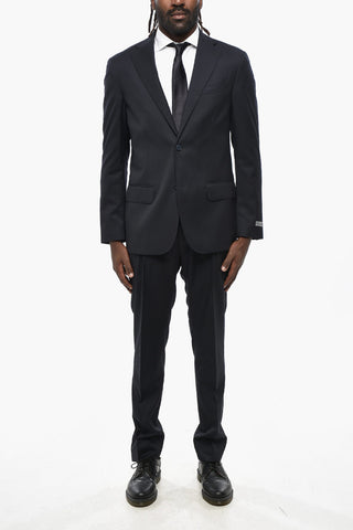 Two-Button Virgin Wool Suit with Double Vents and Flap Pockets