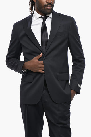 Two-Button Virgin Wool Suit with Double Vents and Flap Pockets