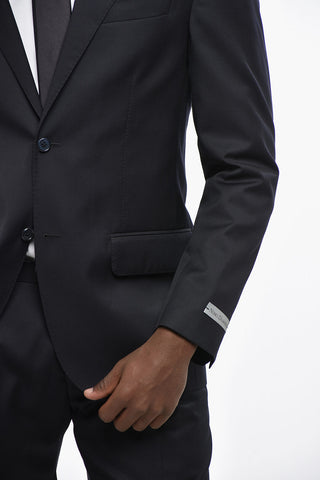 Two-Button Virgin Wool Suit with Double Vents and Flap Pockets